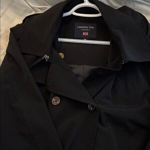 London Fog Classic Black Hooded Trench Coat